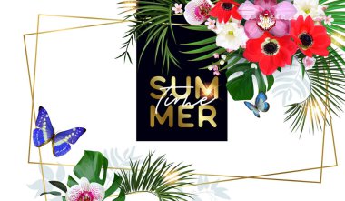 Çiçekli tropikal tebrik kartı