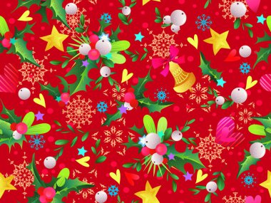 Yeşillik ile Seamless Noel modeli. Suluboya efekti