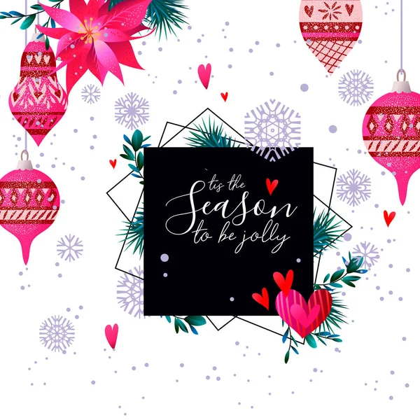 Carte Vacances Noël Dans Style Primitif — Image vectorielle