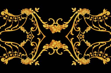 Çiçek öğeleri ile rokoko karmaşık sınır