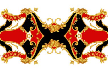 Çiçek öğeleri ile rokoko karmaşık sınır