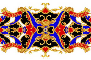 Çiçek öğeleri ile rokoko karmaşık sınır