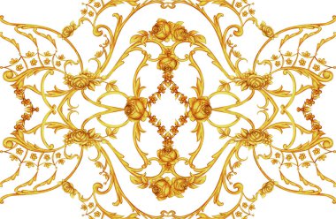 Rokoko karmaşık panel ile çiçek öğeleri