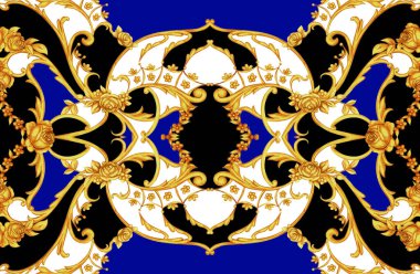 Rokoko karmaşık panel ile çiçek öğeleri