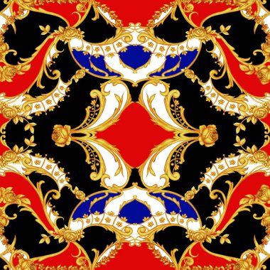 Çiçek öğeleri ile rokoko karmaşık kare kompozisyon