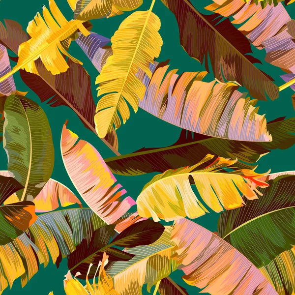 Tropikalny Wzór Liści Bananowca — Wektor stockowy