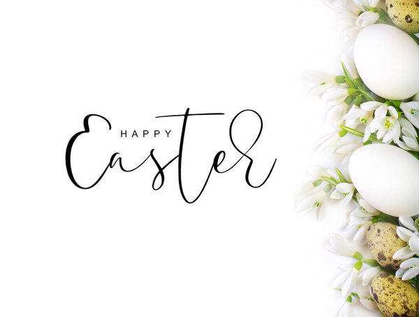 Easter background with flowers and eggs