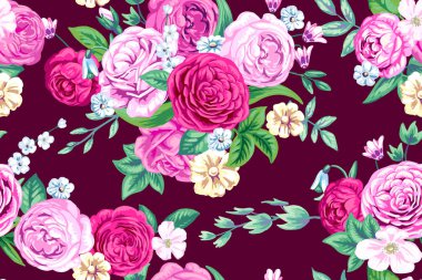 Vintage solgun gül ile Seamless Modeli