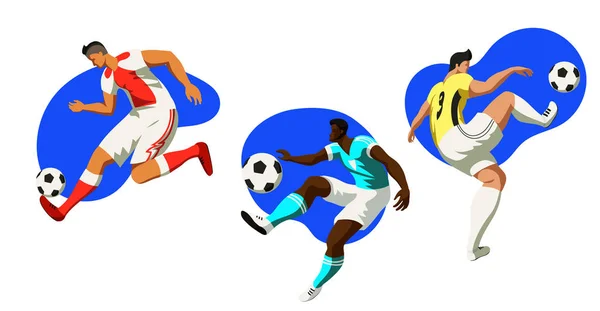 Set of flat football players — Stock Vector