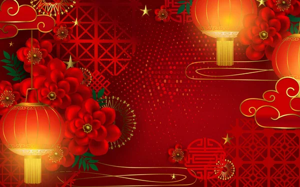 Fond de vacances chinois rouge — Image vectorielle