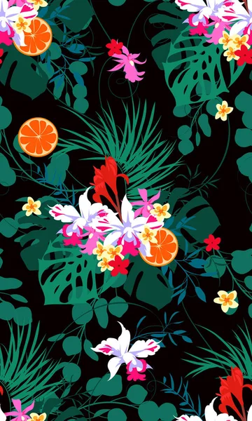 Estampado de moda tropical sin costuras — Vector de stock