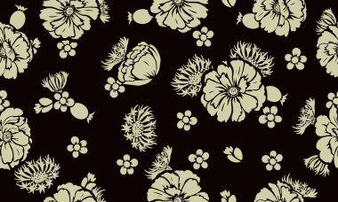 Haşhaş ve Peygamber Çiçeği ile Seamless modeli. Tasarım güzel yaz Tekstil baskı