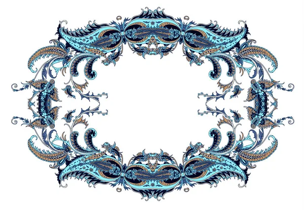 Blue arabesque with paisley — Διανυσματικό Αρχείο