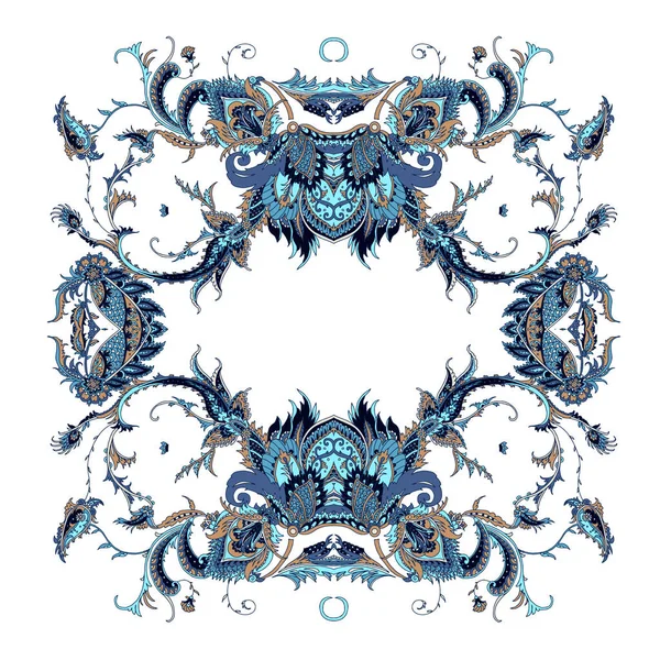 Blue arabesque with paisley — Διανυσματικό Αρχείο