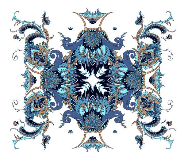 Blue arabesque with paisley — Διανυσματικό Αρχείο