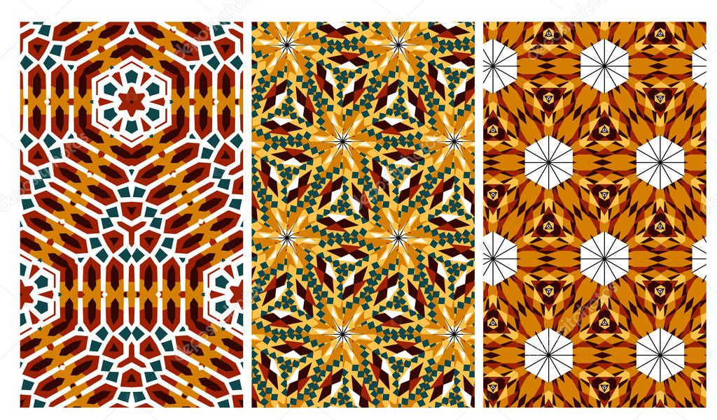 Set of geometric seamless pattern in african style