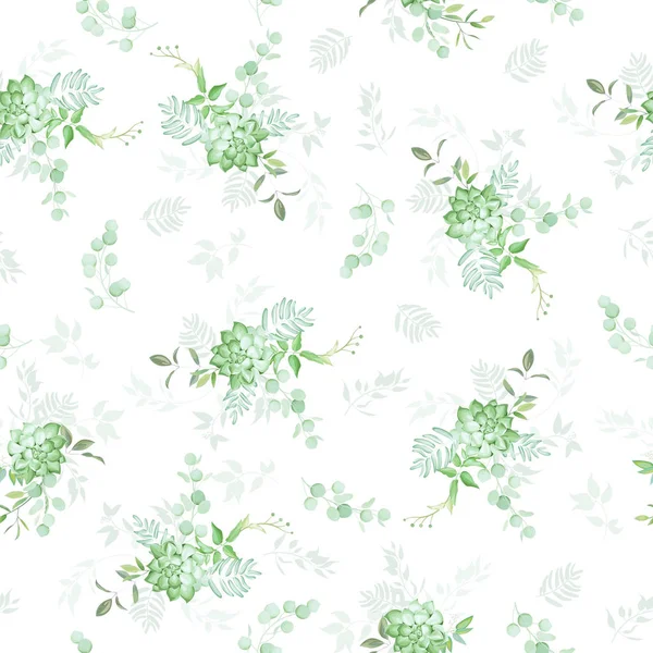 Naadloos Patroon Met Elegant Groen Sappig — Stockvector