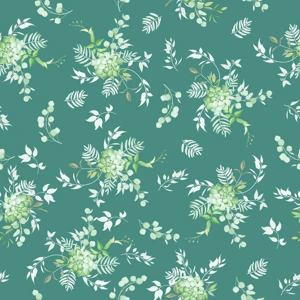 Motif Sans Couture Avec Une Végétation Élégante Succulente — Image vectorielle