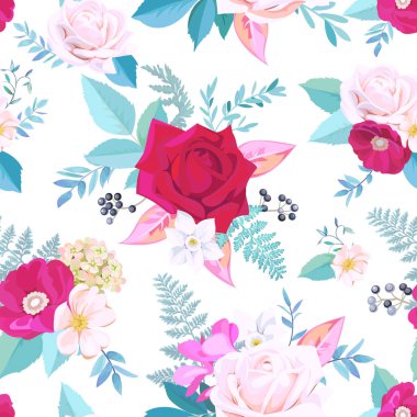 Suluboya stilinde bahar elbisesi için çiçek sizde desen