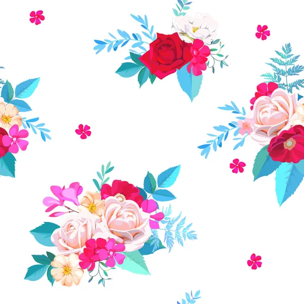 水彩风格的春装花卉无缝图案 — 图库矢量图片