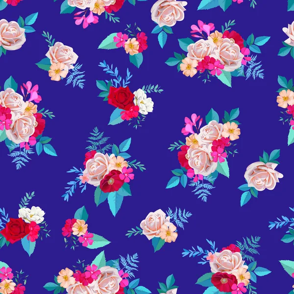 Florales nahtloses Muster für Frühlingskleid im Aquarell-Stil — Stockvektor