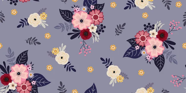 Modèle sans couture avec de jolies petites fleurs pour robe d'été dans un style rétro — Image vectorielle