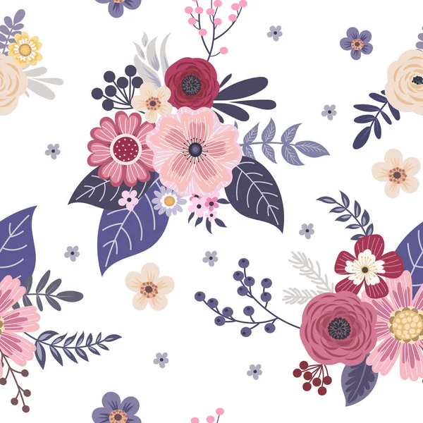 Χωρίς ραφές μοτίβο με χαριτωμένα μικρά λουλούδια για το καλοκαιρινό φόρεμα σε στυλ ρετρό — Διανυσματικό Αρχείο