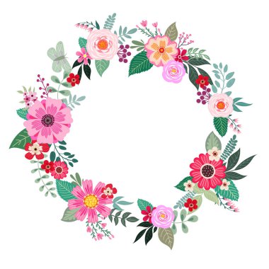 Sevimli çiçekler ile Dekoratif çelenk