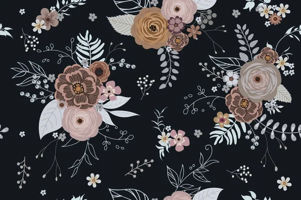 Sans couture motif floral mignon doodle pour robe d'été — Image vectorielle