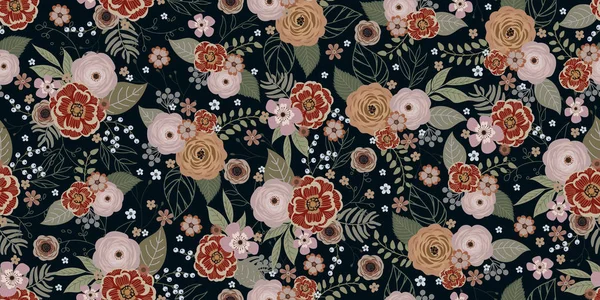 Bezproblémové, roztomilé květinové vzory pro letní šaty — Stockový vektor