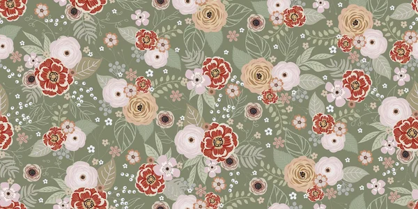 Бесшовные милые каракули цветочный узор для летней одежды — стоковый вектор