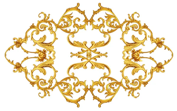 Goldene Arabeske mit goldenen Schriftrollen und Rosen — Stockfoto
