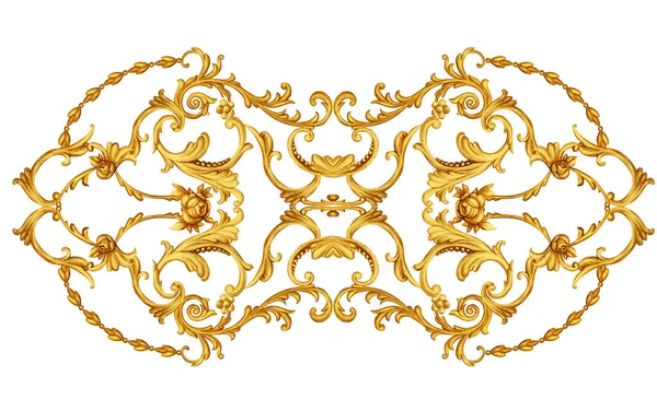 Golden arabesque with golden scrolls and roses