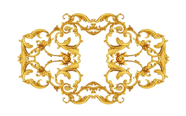 Arabesco dourado com pergaminhos dourados e rosas — Fotografia de Stock