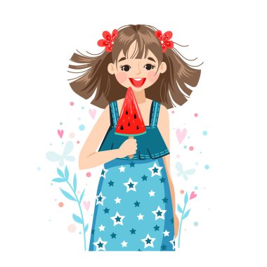 Bir dilim karpuzlu kız.