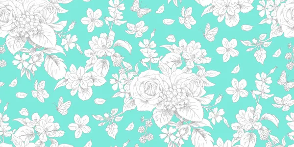 Modèle vintage floral sans couture — Image vectorielle