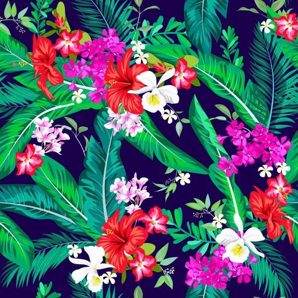Patrón brillante tropical sin costuras para textiles — Archivo Imágenes Vectoriales