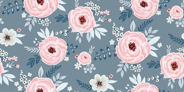 Inconsútil lindo papel pintado floral de primavera — Vector de stock