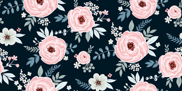 Inconsútil lindo papel pintado floral de primavera — Vector de stock