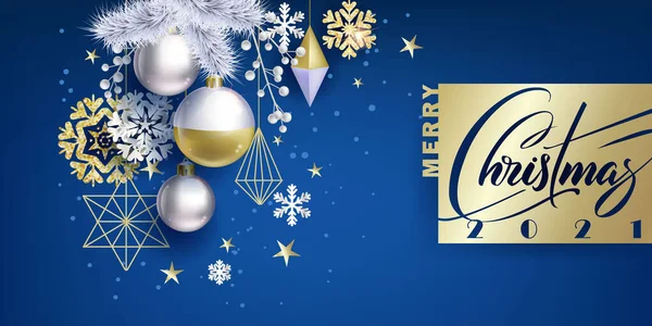 Mavi arka planlı Parlak Noel afişi