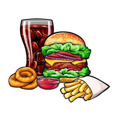Vektör fast food bileşimi