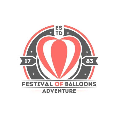 Balon logo etiket vektör illüstrasyon izole. Balon Festivali. Uçan kulüp logosu.