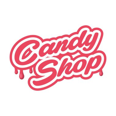 Candy shop vektör amblem - izole vektör çizim. Logo şablonu. Vektör amblemi kafe, tatlılar için