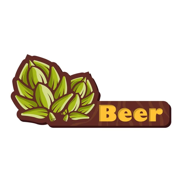 ビールのロゴ - 分離ベクトル イラスト。バー、パブのホップの伝統的なクラフト ビールのロゴのテンプレート. — ストックベクタ