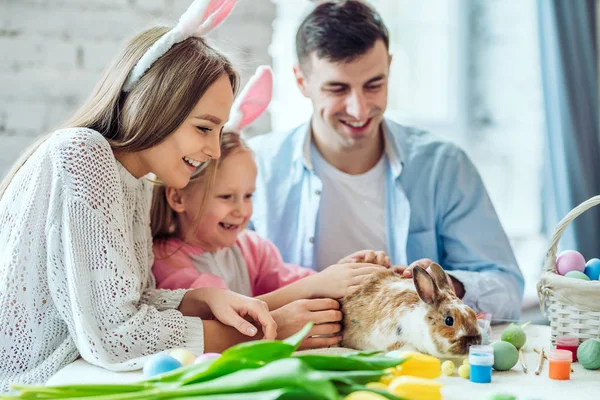 Tavşan Easter.Lovely aile Paskalya için birlikte hazırlanıyor bir sembolüdür. Spot ev dekoratif tavşan.