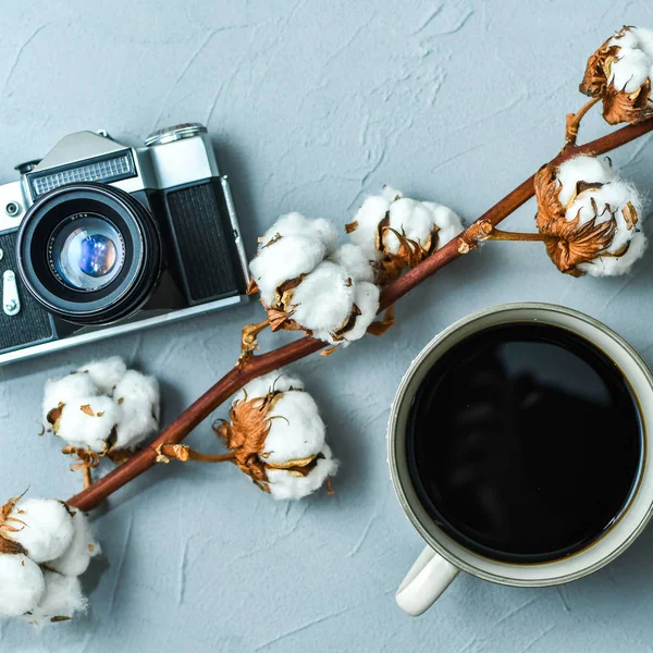 Eski zenit kamera flatlay