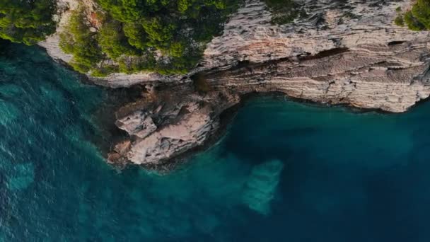 Пташиного польоту з скелястому березі Адріатичного моря — стокове відео