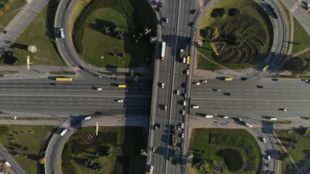 Büyük trafik değişim havadan görünümü — Stok video