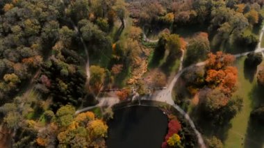 göl ile sonbahar park havadan görünümü