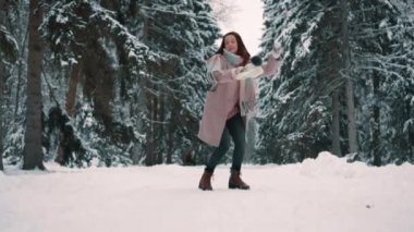 mutlu kadın twinter Park'ta atlar